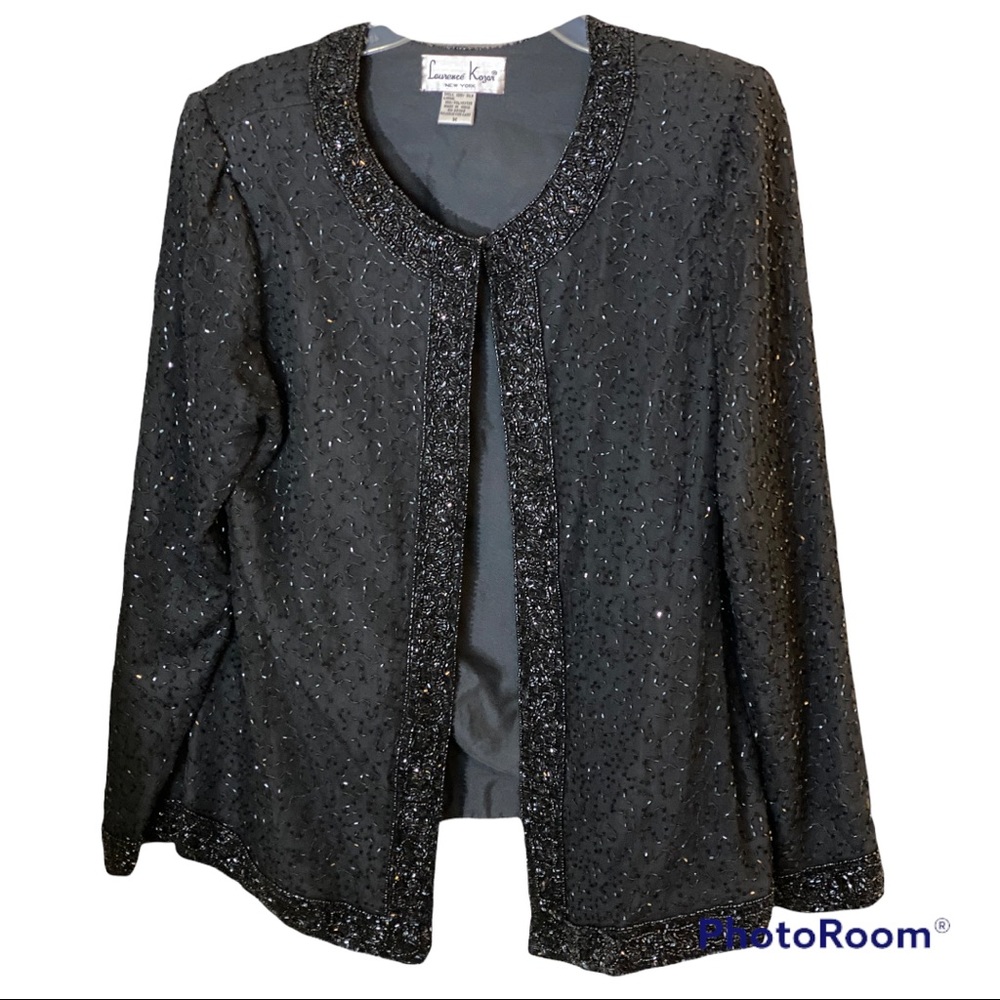 Lawrence Kozar, size medium, Silk, Embellished, Black Evening Jacket